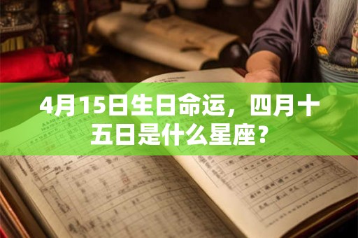 4月15日生日命运，四月十五日是什么星座？