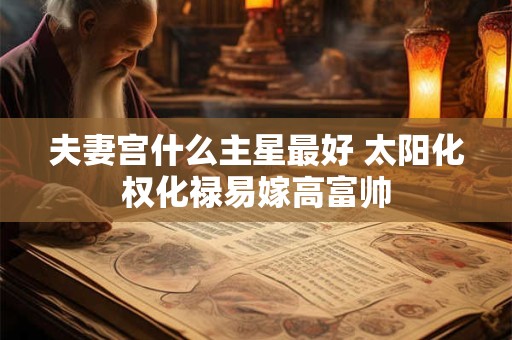 夫妻宫什么主星最好 太阳化权化禄易嫁高富帅