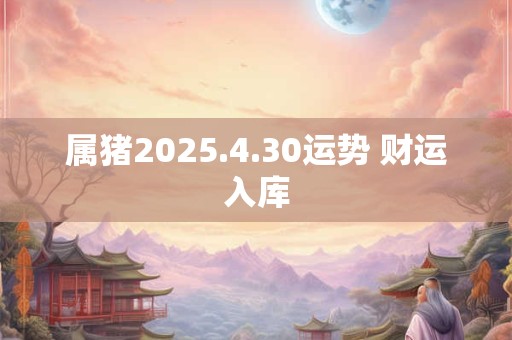 属猪2025.4.30运势 财运入库