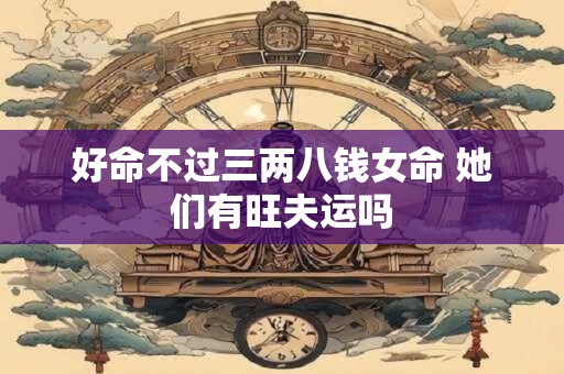 好命不过三两八钱女命 她们有旺夫运吗