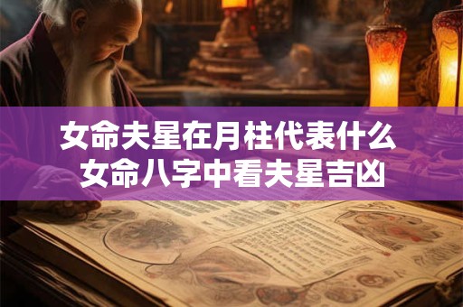女命夫星在月柱代表什么 女命八字中看夫星吉凶