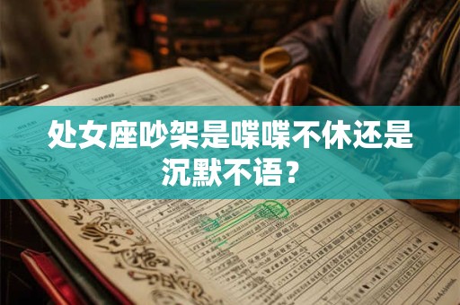 处女座吵架是喋喋不休还是沉默不语？