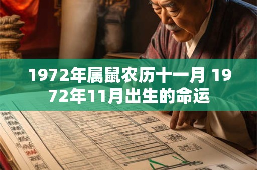 1972年属鼠农历十一月 1972年11月出生的命运