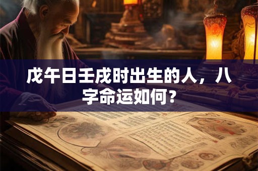 戊午日壬戌时出生的人，八字命运如何？