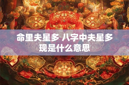 命里夫星多 八字中夫星多现是什么意思