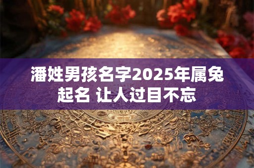 潘姓男孩名字2025年属兔起名 让人过目不忘