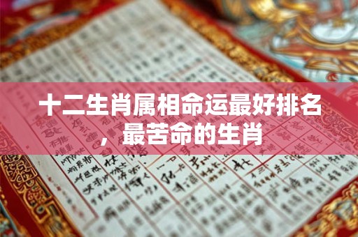 十二生肖属相命运最好排名，最苦命的生肖