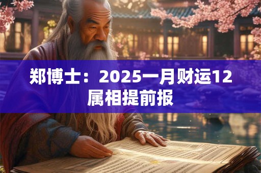 郑博士：2025一月财运12属相提前报