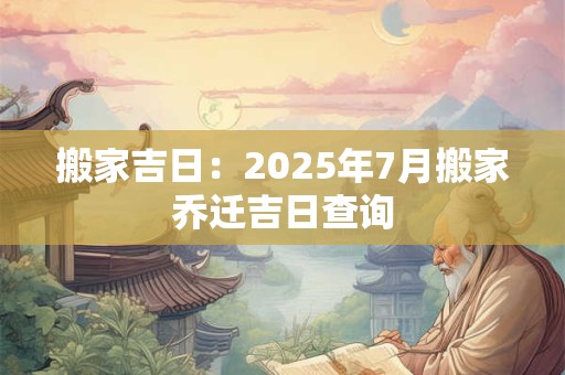 搬家吉日：2025年7月搬家乔迁吉日查询