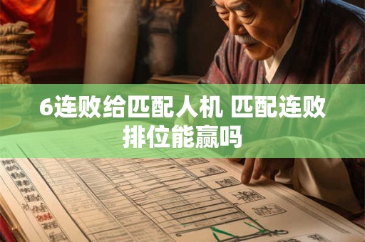 6连败给匹配人机 匹配连败排位能赢吗