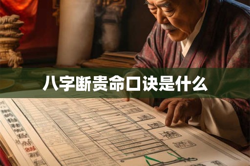 八字断贵命口诀是什么
