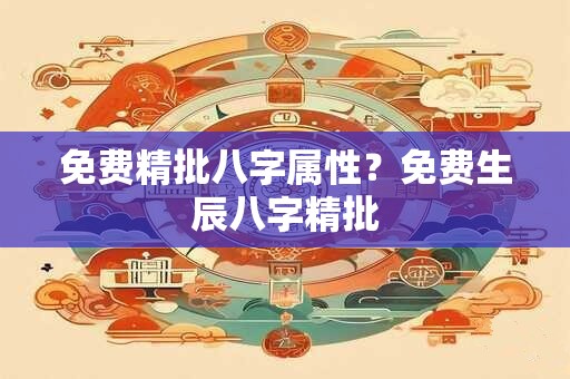 免费精批八字属性？免费生辰八字精批