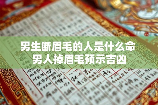 男生断眉毛的人是什么命 男人掉眉毛预示吉凶