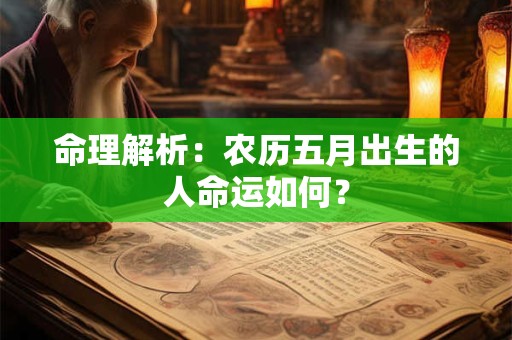 命理解析：农历五月出生的人命运如何？