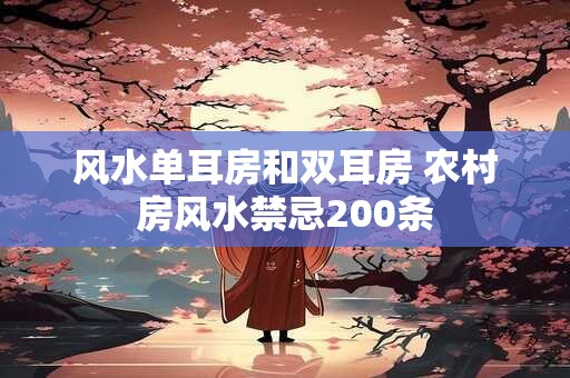 风水单耳房和双耳房 农村房风水禁忌200条