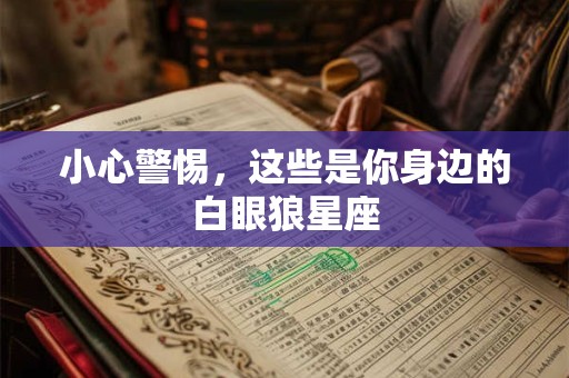 小心警惕，这些是你身边的白眼狼星座