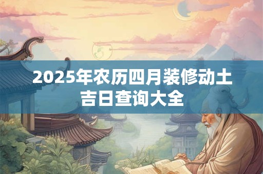 2025年农历四月装修动土吉日查询大全