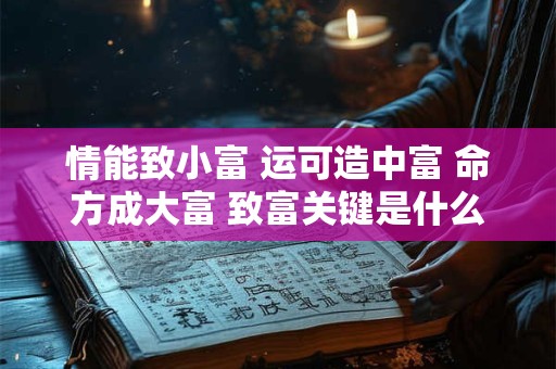 情能致小富 运可造中富 命方成大富 致富关键是什么
