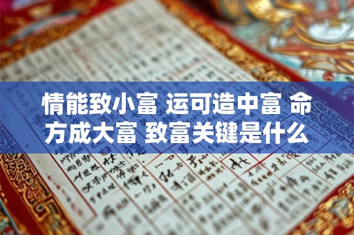 情能致小富 运可造中富 命方成大富 致富关键是什么