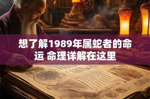 想了解1989年属蛇者的命运 命理详解在这里