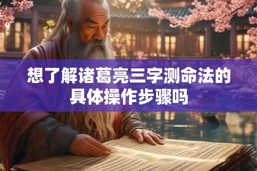 想了解诸葛亮三字测命法的具体操作步骤吗