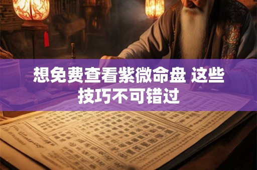 想免费查看紫微命盘 这些技巧不可错过
