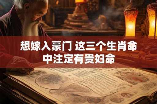 想嫁入豪门 这三个生肖命中注定有贵妇命