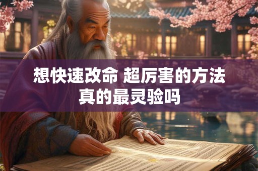 想快速改命 超厉害的方法真的最灵验吗