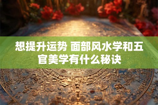 想提升运势 面部风水学和五官美学有什么秘诀