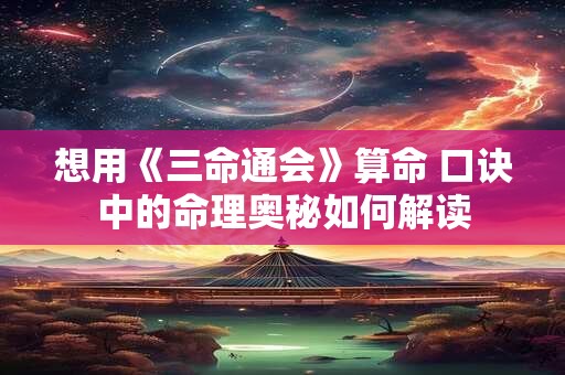 想用《三命通会》算命 口诀中的命理奥秘如何解读