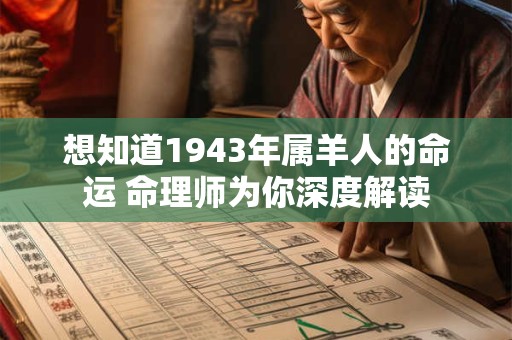 想知道1943年属羊人的命运 命理师为你深度解读