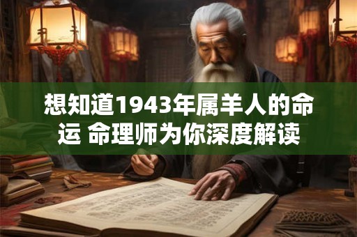想知道1943年属羊人的命运 命理师为你深度解读