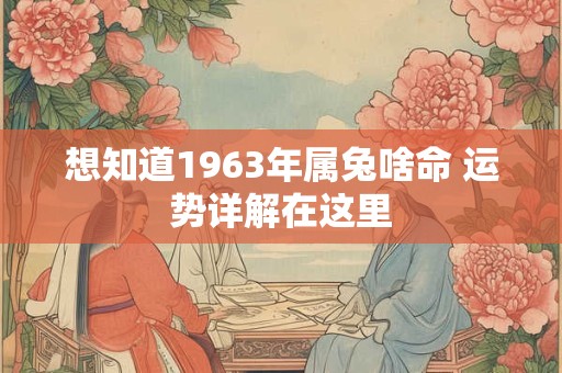 想知道1963年属兔啥命 运势详解在这里