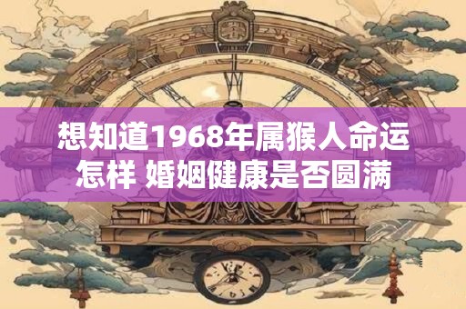 想知道1968年属猴人命运怎样 婚姻健康是否圆满