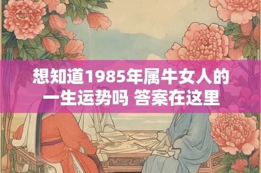 想知道1985年属牛女人的一生运势吗 答案在这里