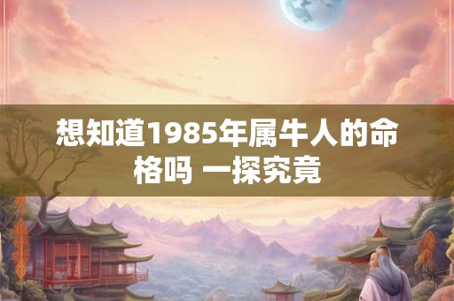 想知道1985年属牛人的命格吗 一探究竟
