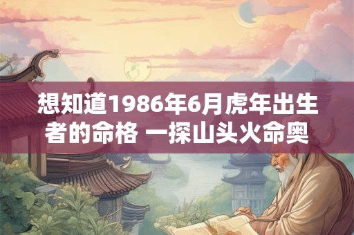 想知道1986年6月虎年出生者的命格 一探山头火命奥秘