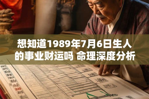 想知道1989年7月6日生人的事业财运吗 命理深度分析