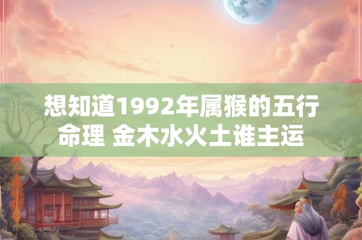 想知道1992年属猴的五行命理 金木水火土谁主运