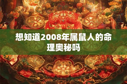 想知道2008年属鼠人的命理奥秘吗