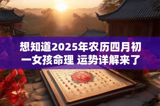 想知道2025年农历四月初一女孩命理 运势详解来了