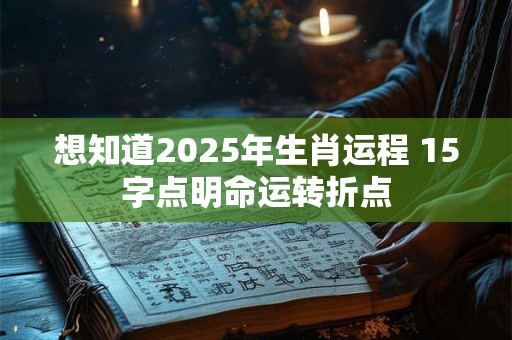 想知道2025年生肖运程 15字点明命运转折点