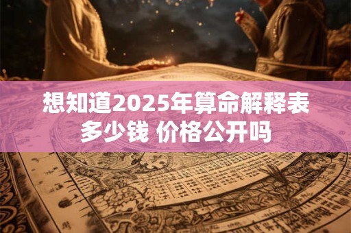 想知道2025年算命解释表多少钱 价格公开吗