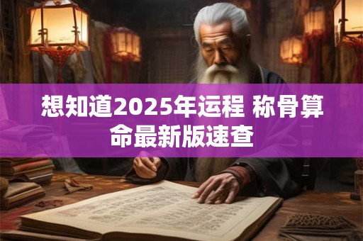 想知道2025年运程 称骨算命最新版速查