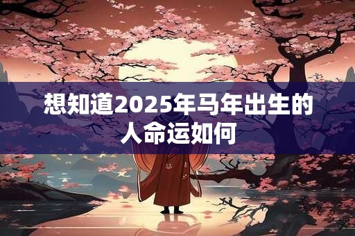 想知道2025年马年出生的人命运如何