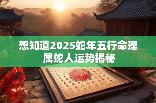 想知道2025蛇年五行命理 属蛇人运势揭秘
