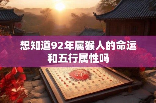 想知道92年属猴人的命运和五行属性吗