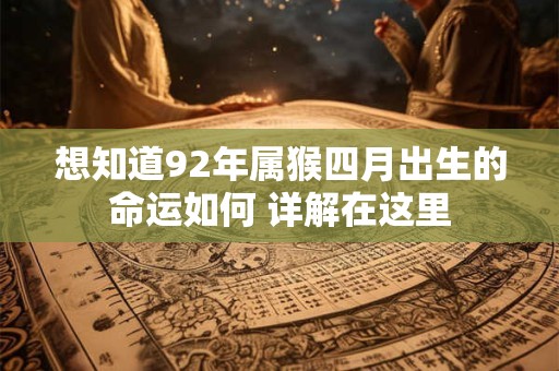 想知道92年属猴四月出生的命运如何 详解在这里