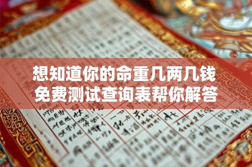 想知道你的命重几两几钱 免费测试查询表帮你解答