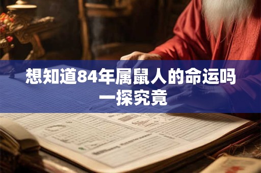 想知道84年属鼠人的命运吗 一探究竟